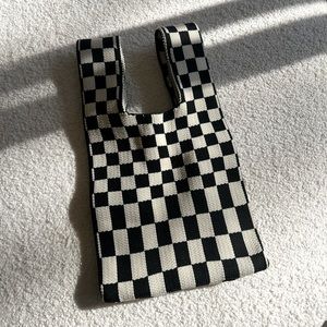 Black & White Checkered Woven Bag or Wristlet